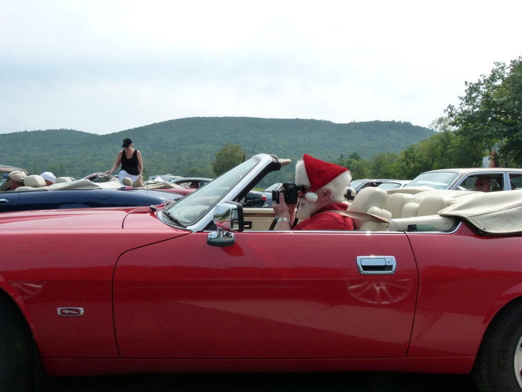 Santa in a Jaguar lime rock