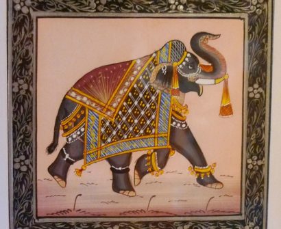Udaipur, India: Souvenir Shopping Miniature Silk Elephant Paintings souvenir india Silk Elephant Painting