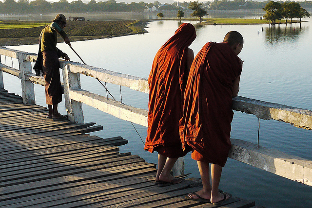 monks on ubein bridge