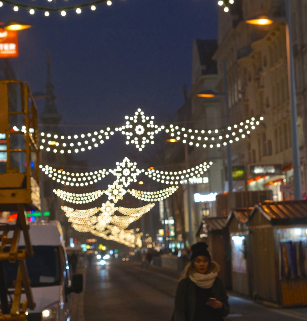 Christmas lights in Spittelberg, Vienna. Christmas market lights in Spittelberg, Vienna. Weihnachtsmarkt