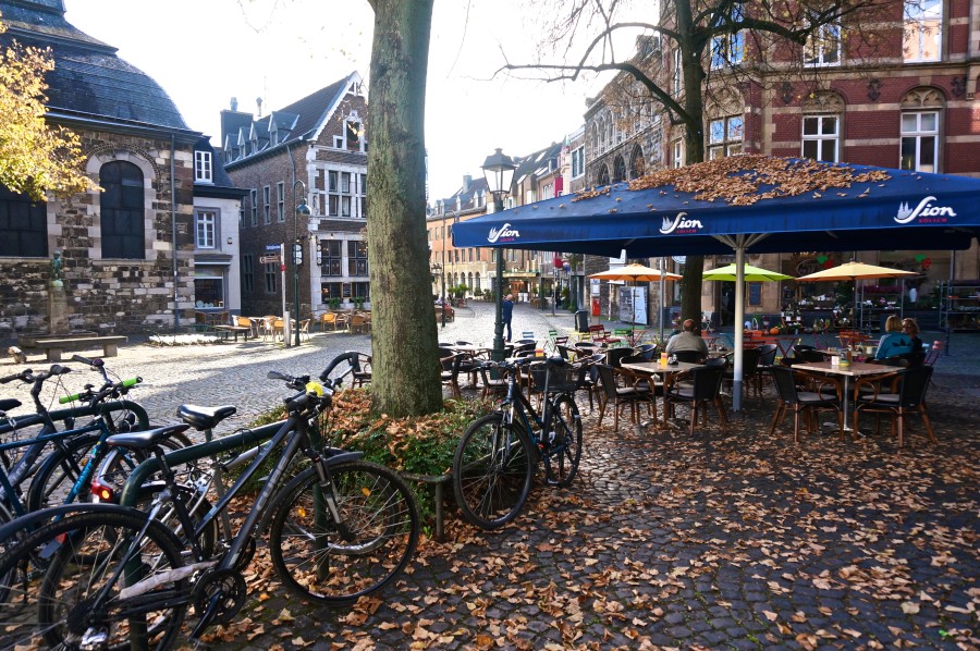 aachen cobblestone historic center streets buildings