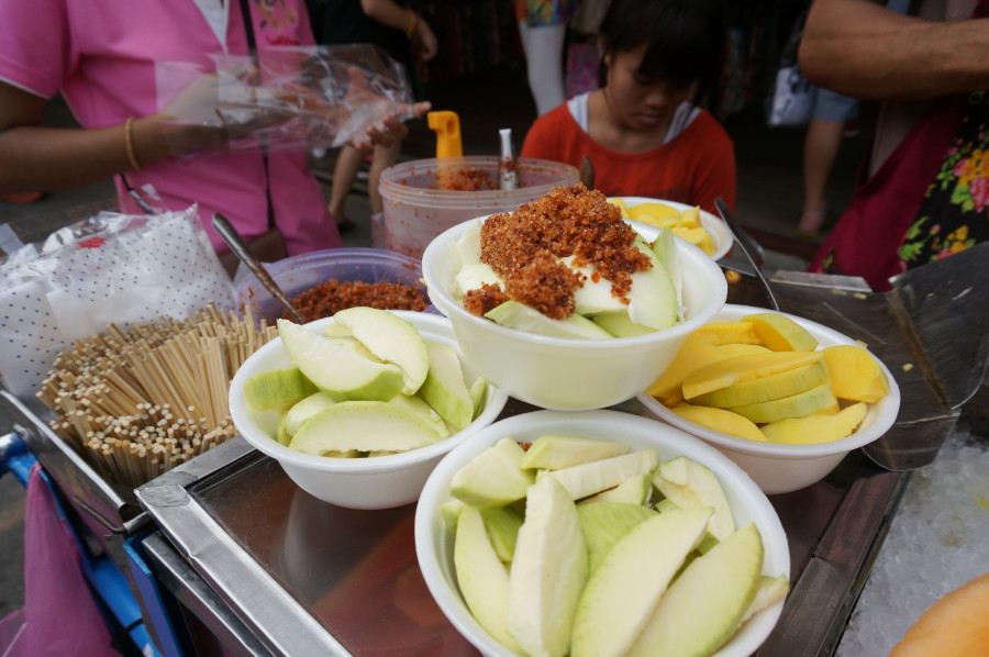 Sour fruit (green mango) choice of toppings thai chile peppers