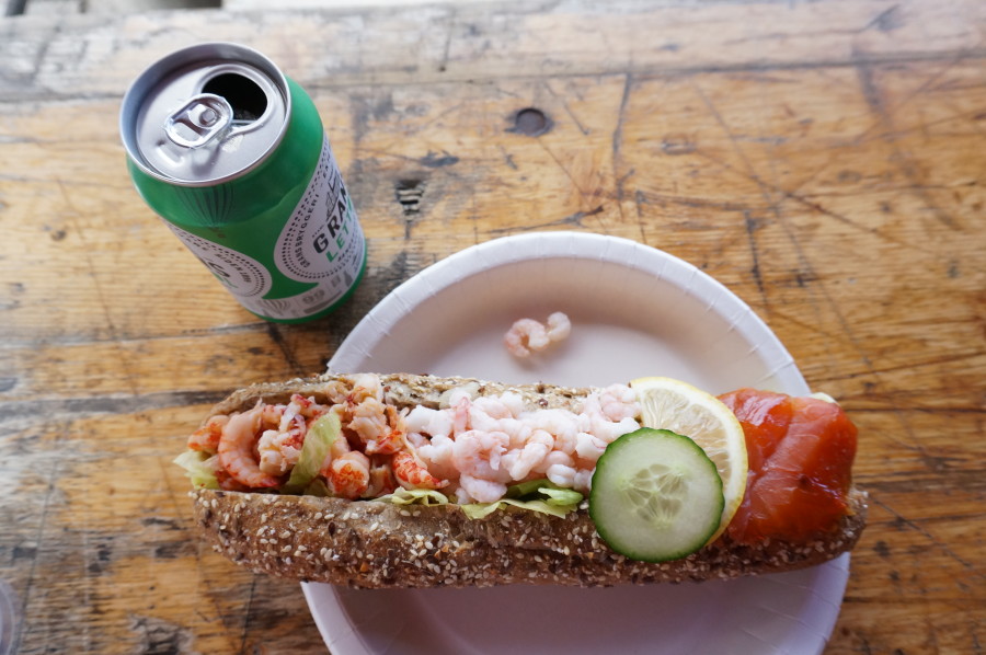 tiny shrimp sandwich bergen fish market norway