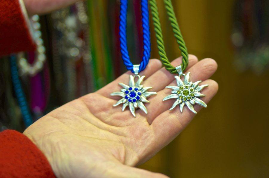 Costume jewelry (or real-- I also bought a delicate gold eidelweiss necklace) is a great way to show off your love for the eidelweiss flower.